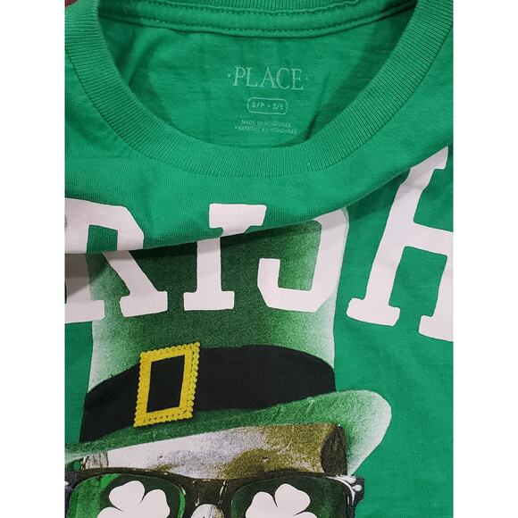 Children's Place Green Irish To The Bone Skull Shamrock Short Sleeved Shirt - Picture 3 of 3